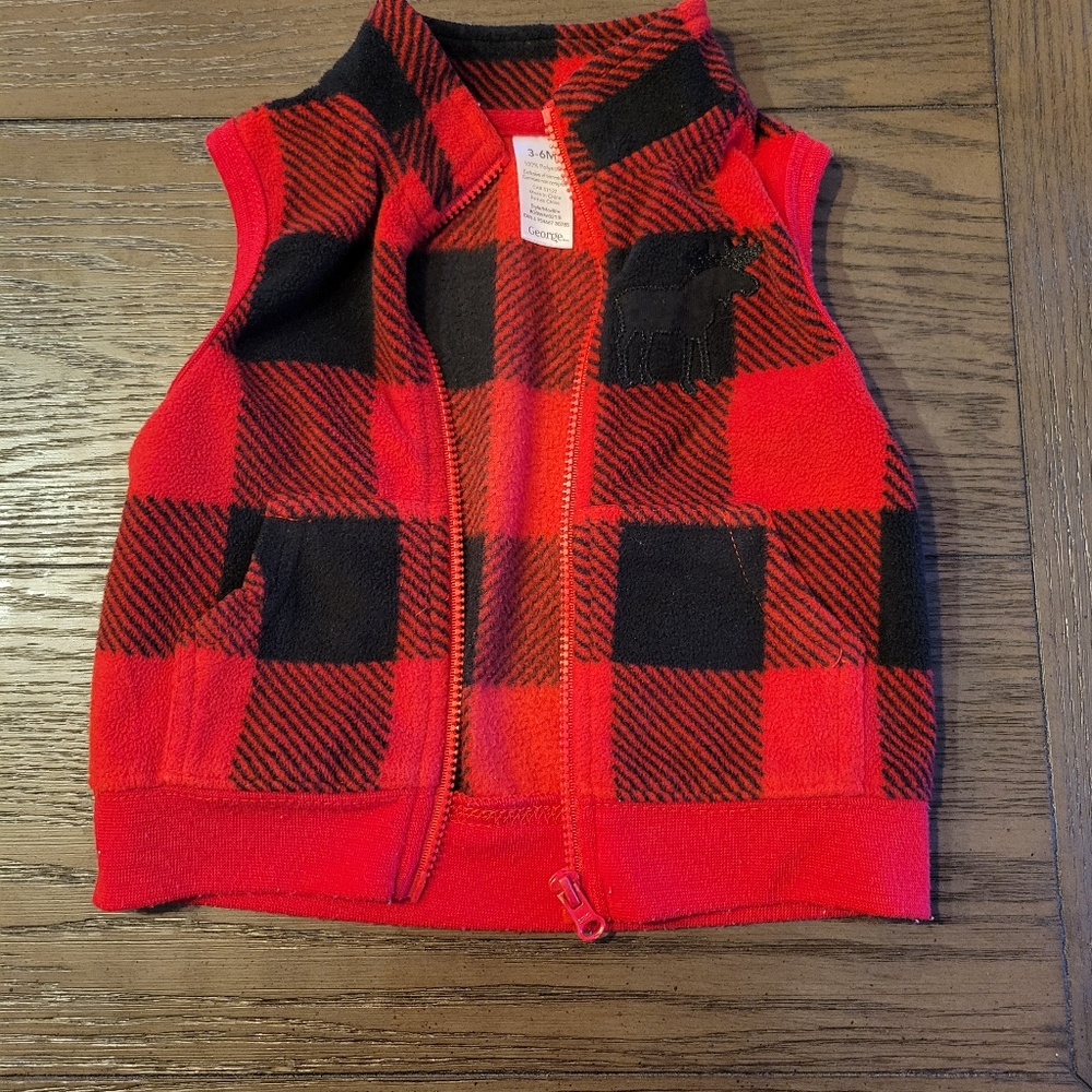 George Red and Black Checkered Vest